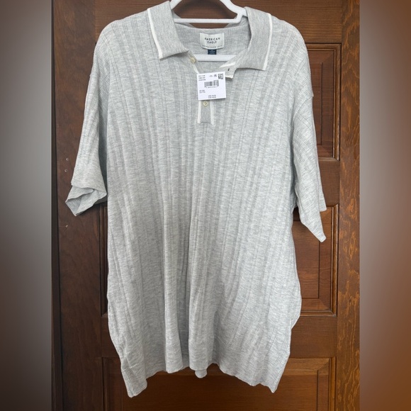 NWT AE WEEKEND TIPPED SWEATER POLO SHIRT - Picture 3 of 5